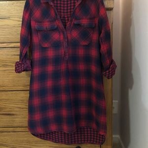 Madewell Daywalk Albion Red Plaid Shirt Dress